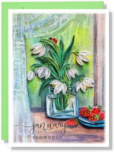 Miniatura 8 de Tarjeta de margarita de cumpleaños de abril, 5 x 7 pulgadas, patrón floral, tarjeta con sobre