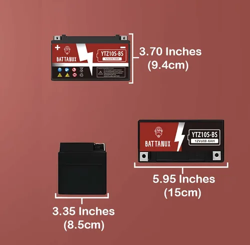 Miniatura 3 de YTZ10S-BS Batería y batería de motocicleta, sellada SLA/AGM 12V8.6Ah ATV/UTV/Moto de nieve/moto de moto, batería sin mantenimiento y sin