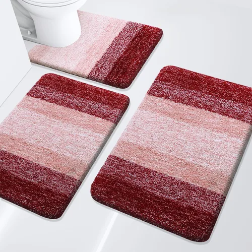 Miniatura 43 de Arotive - Juego de alfombras de baño de 3 piezas, alfombras de baño extra suaves y absorbentes, alfombrillas de baño lavables a máquina y que se