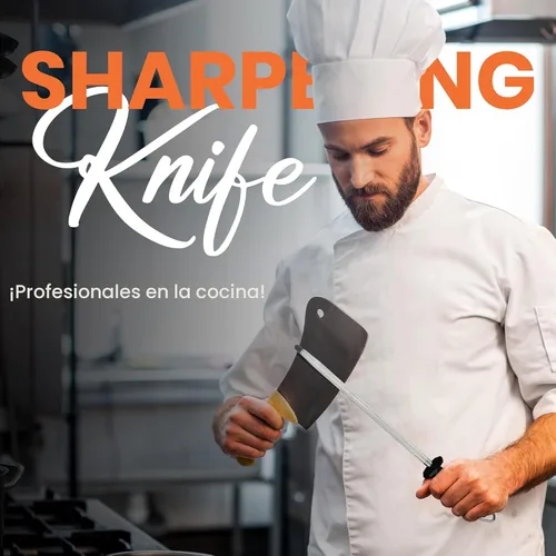 Miniatura 6 de Utopia Kitchen Cuchillo de acero afilado de 12 pulgadas que afila el negro de afilar de acero de Rod