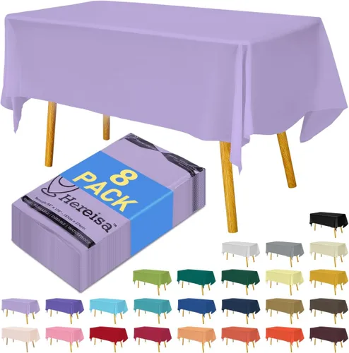 Miniatura 73 de Paquete de 3 manteles de plástico desechables de 54 x 108 pulgadas, manteles de color blanco hueso, manteles de fiesta nupcial para fiestas