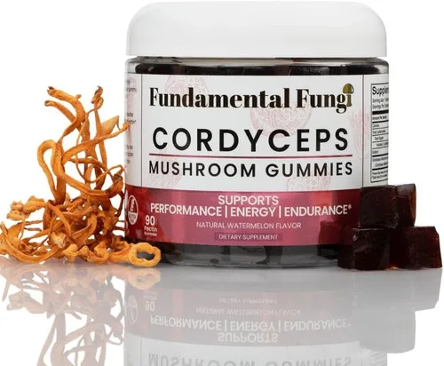 Miniatura 7 de Cordyceps - Gomitas de hongos para adultos 90 porciones Sandía Gomitas de hongos de rendimiento energizante para apoyar la resistencia
