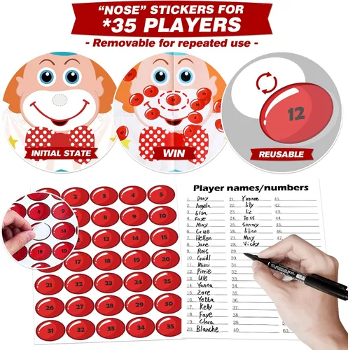Miniatura 3 de PARTYLOUD Pin The Nose on The Clown, juegos de fiesta de circo, juegos de fiesta temática de carnaval, suministros de fiesta preescolar para niños