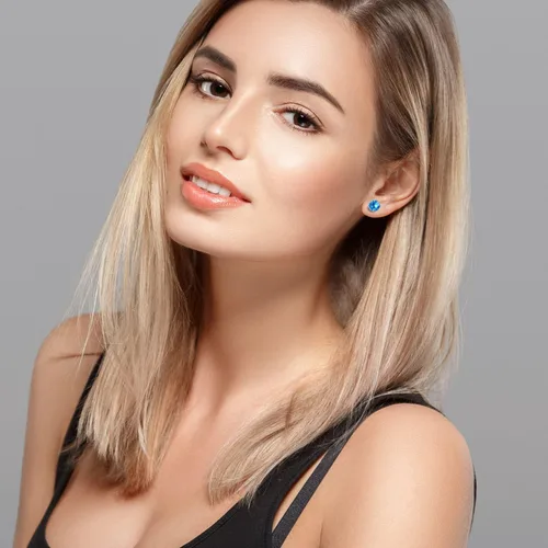 Miniatura 7 de Juego de 6 pares de aretes tipo dormilona hipoalergénicos con circonita cúbica de acero inoxidable 316L, 0.118-0.315 in