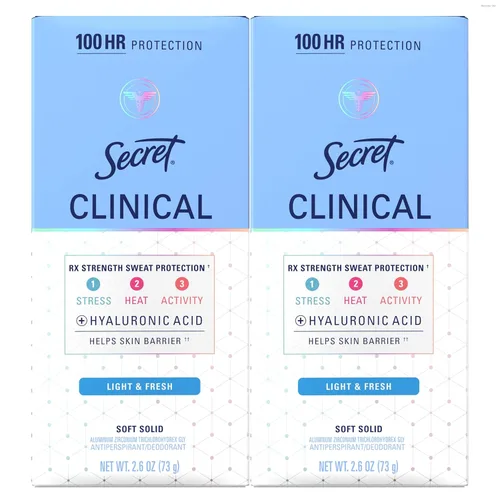 Miniatura 15 de Secret Clinical Strength 100HR - Desodorante antitranspirante sólido suave para mujeres, 3 veces protección contra el estrés con ácido hialurónico