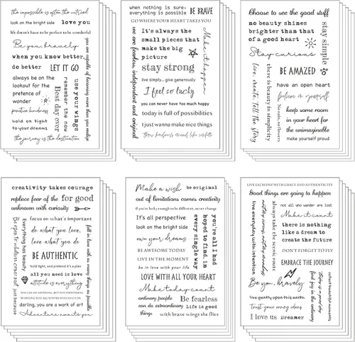 48 hojas de calcomanías con citas inspiradoras para diario, refranes estéticos, calcomanías de graduación, palabras motivacionales, letras escritas
