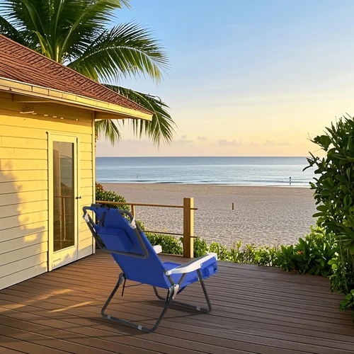 Miniatura 2 de MUPATER Silla plegable portátil, tumbona plegable para patio al aire libre con bolsillo desmontable, sillas de playa para adultos resistentes