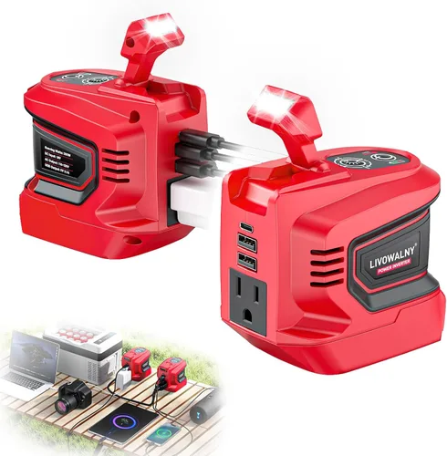 Miniatura 10 de Inversor de potencia real de 200W compatible con Ryobi 18V, inversor de batería DC 18V a AC 110-120V, generador de estación de energía LIVOWALNY
