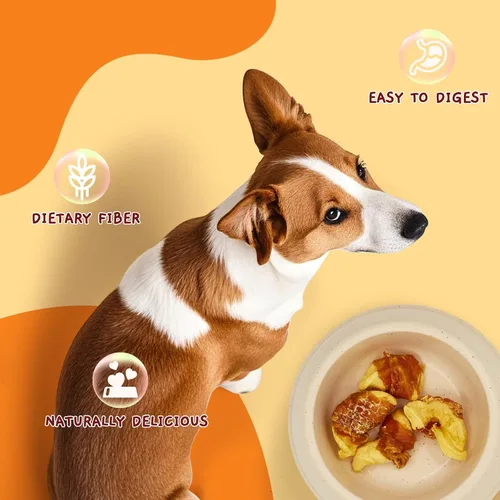 Miniatura 3 de Jungle Calling Golosinas para perros, golosinas de manzana envueltas en pollo sin piel, sin gluten y granos, mordeduras masticables para una