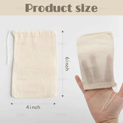 Miniatura 2 de AUEAR, Bolsas de sopa de algodón reutilizables con cordón para café, medicina china, bolsa de té, colar hierbas, estopilla, caldo de huesos, 4"x6