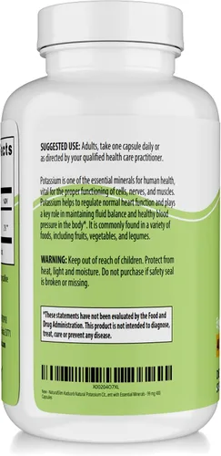 Miniatura 9 de NaturalSlim Gluconato de citrato de potasio natural 99 mg – Kadsorb apoya el equilibrio de electrolitos y el pH normal – Suplementos de potasio