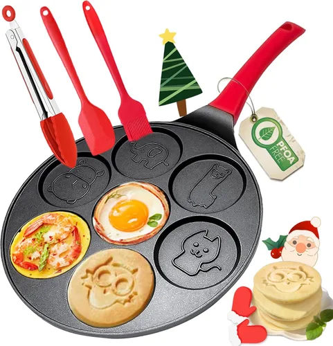 Sartén antiadherente con moldes y formas infantiles para hotcakes y crepas Negro