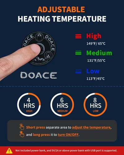 Miniatura 4 de DOACE Chaleco térmico para mujeres y hombres, chaleco eléctrico inteligente recargable, batería no incluida