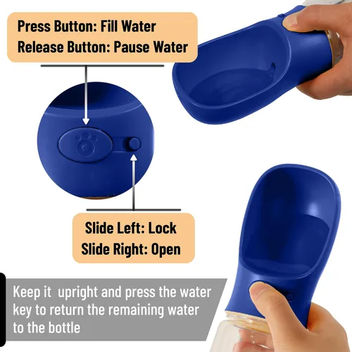 Miniatura 2 de Mr. Pen Botella de agua portátil para perro, 19 onzas, grande, azul marino, dispensador de botellas de agua para perros de viaje, no apto