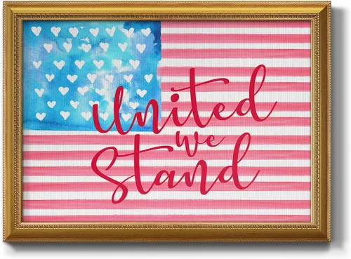 Miniatura 14 de Arte de pared de mapa de Estados Unidos azul sobre líneas blancas y rojas, pintura de fondo, arte abstracto moderno, decoración del hogar, lienzo