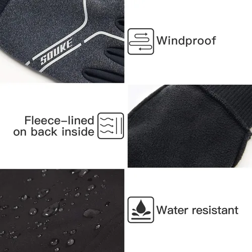 Miniatura 2 de Souke Sports Guantes de ciclismo de invierno para hombres y mujeres, guantes acolchados para pantalla táctil, resistentes al agua, resistentes al