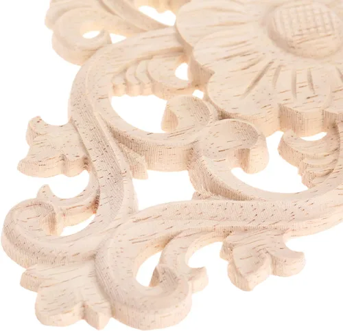 Miniatura 8 de Apliques tallados en madera, 2 piezas de adornos decorativos de madera, MUXSAM calcomanías de centro de muebles sin pintar para gabinete, tocador