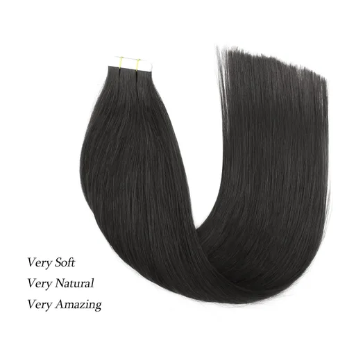 Miniatura 9 de ABH AMAZINGBEAUTY HAIR Extensiones de cinta de cabello humano Remy real, Remi, extensiones de cabello negro con pegamento en trama de piel