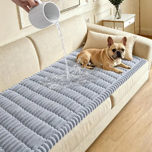 Miniatura 13 de Funda para sofá para perros lavable, fundas para sofá de 3 cojines no deslizantes, duraderas y peludas, funda para sofá apta para mascotas