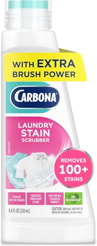 Carbona Limpiador y removedor de manchas de lavandería (8.4 onzas líquidas), fórmula bioenzimática extra fuerte, aplicador de cepillo para limpieza