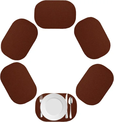 Miniatura 14 de Kraftware Mantel individual ovalado de red para cualquier mesa de exterior, negro, juego de 6, pequeño