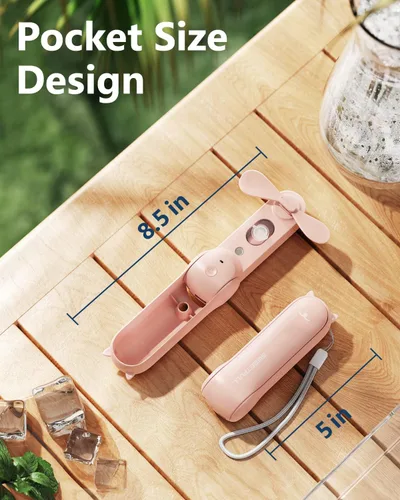 Miniatura 7 de SWEETFULL Ventilador de Nebulización Portátil, Ventiladores Nebulizadores Personales de Mano, Ventilador Pequeño Recargable, Mini Rociador de Rosa
