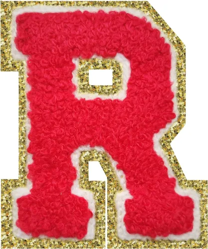 Miniatura 33 de Parches de letras termo-adhesivas de felpilla para chaquetas, parches de letras universitarias con brillantina para planchar en la letra azul A
