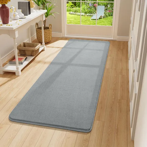 Miniatura 8 de Amearea Alfombra Moderna Suave para Pasillo, 2x6 Pies Alfombra Lavable para Pasillo, Alfombra Esponjosa Gris para Dormitorio junto a la Cama