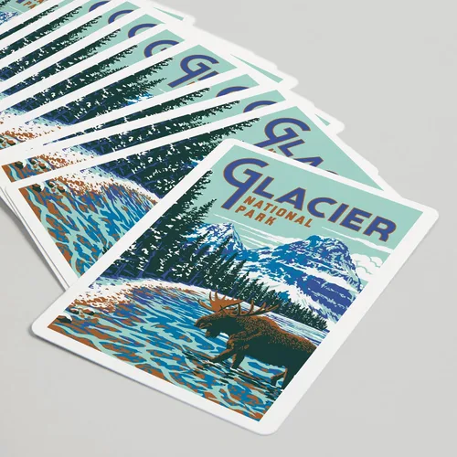 Miniatura 5 de Lantern Press Parque Nacional Glacier, Montana, Explorer Series, Moose (52 cartas de juego, baraja de cartas de tamaño póker con Jokers)