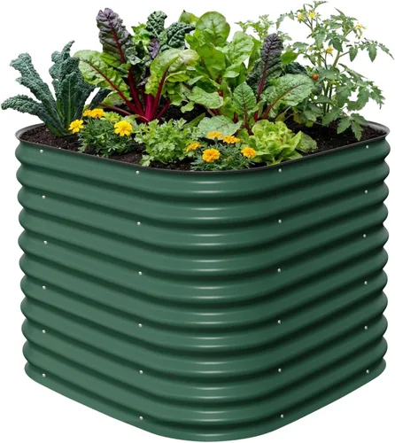 Miniatura 23 de Vego garden Jardinera elevada redonda de 32 pulgadas de alto y 42 pulgadas para jardín, para verduras, flores, patio, gris moderno
