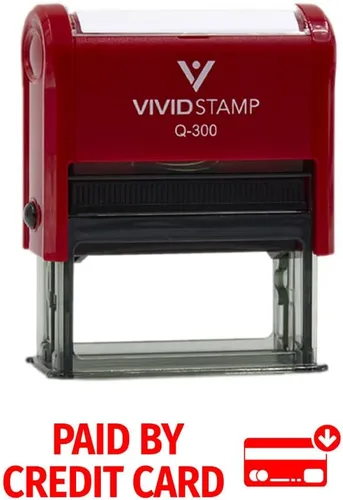 Vivid Stamp Pagado con tarjetas de crédito Sellos de goma autoentintados (tinta roja) - Q-300 Rojo