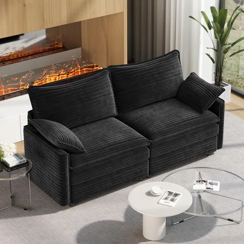 Miniatura 27 de Vesgantti 2 Piece Loveseat & 3 Seater Sofa Set, Modular Cloud Couch, Beige