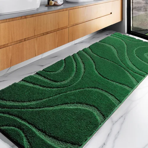 Miniatura 10 de DEXDE Alfombras de baño de 24 x 60 pulgadas, ultra suaves y absorbentes de agua, antideslizantes, de secado rápido, lavables a máquina, tapetes Negro