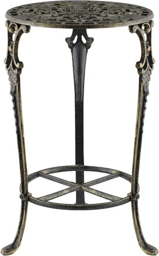 Miniatura 2 de MDLUU Soporte para plantas de 18.8 pulgadas de alto, soporte para plantas en maceta de hierro fundido, soporte de maceta de metal de 2 niveles, Negro