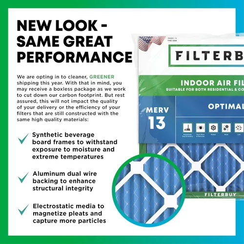 Miniatura 3 de Filterbuy Filtro de aire de 8 x 14 x 1 pulgadas MERV 13 de defensa óptima (paquete de 12), filtros de aire de repuesto plisados HVAC para calderas
