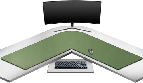 Miniatura 9 de Mydours Almohadilla de escritorio en forma de L, (38"+38") x 13" gran almohadilla de escritorio de cuero PU en esquina, almohadilla de mouse