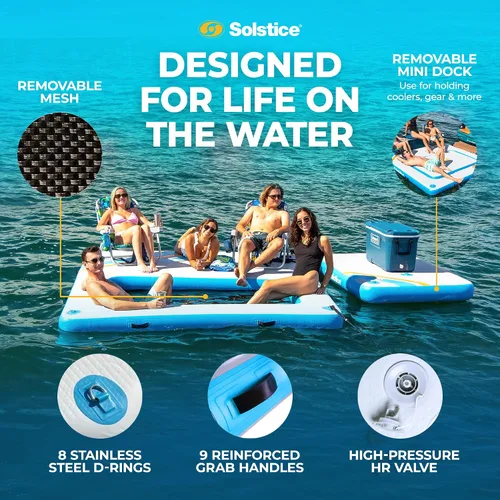 Miniatura 4 de Solstice Hangout Ring Inflatable Dock, Floating Water Raft Platform