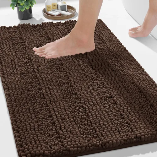Miniatura 39 de Yimobra Alfombras lavables para baño, alfombra de baño de chenilla súper suave y absorbente para piso y alfombra, alfombra antideslizante de secado