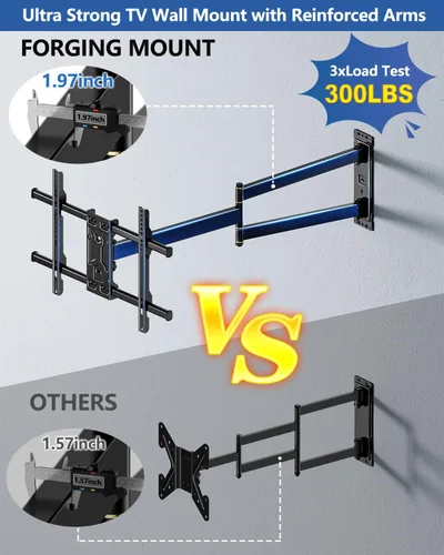 Miniatura 4 de FORGING MOUNT Montura de pared para TV de brazo largo para esquinas para televisores de 32 a 75 pulgadas, soporte de TV articulado de movimiento