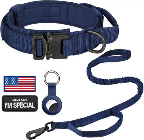 Miniatura 9 de DAGANXI Collar táctico para perro, collar ajustable de nailon para entrenamiento militar con asa de control y hebilla de metal pesado para perros