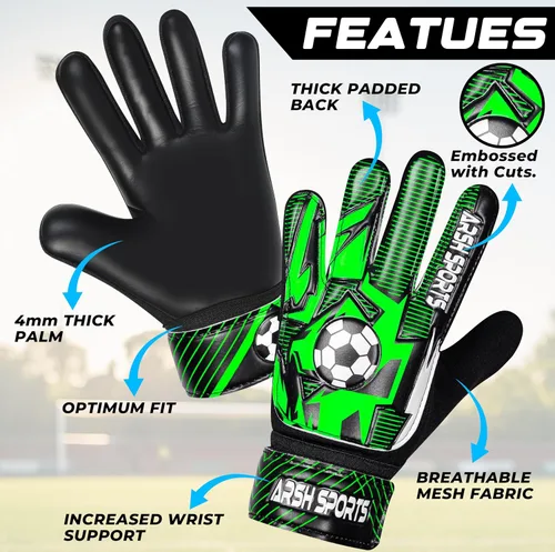 Miniatura 2 de Guantes de portero de fútbol para niños, guantes de portero para jóvenes niños y niñas con palma de látex de 4MM, antideslizantes, protección doble