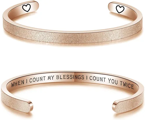 YWQBZ Joyería inspiradora esmerilada, regalo de aliento para amigos, mensaje oculto, mantra, pulsera motivacional para mujer, Metal, Acero inoxidable