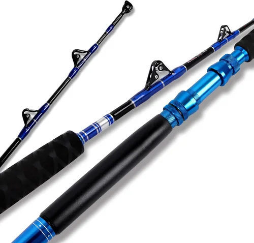 Miniatura 10 de Fiblink 2-Piece Saltwater Offshore Heavy Bent/Straight Butt Trolling Rod Fishing Roller Rod Conventional Boat Deep Sea Fishing Pole