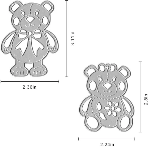 Miniatura 2 de Troqueles de corte de dos osos de metal, lindos osos de peluche troquelados, plantillas en relieve para tarjetas de álbumes de recortes
