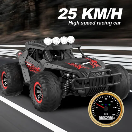 Miniatura 4 de Coche de control remoto de 2.4 GHz de alta velocidad 15.5 mi/h, auto RC todoterreno 1:16, dos baterías recargables y más de 70 minutos de tiempo