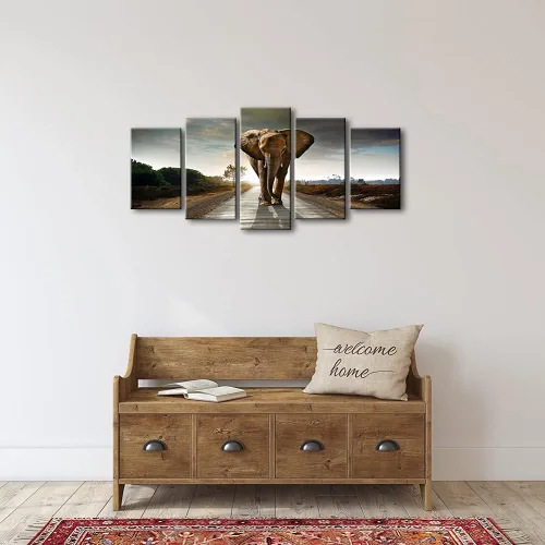 Miniatura 3 de Wieco Art Impresiones en lienzo de elefante para pared, imágenes de animales a fotos, decoración para sala de estar, dormitorio, decoración