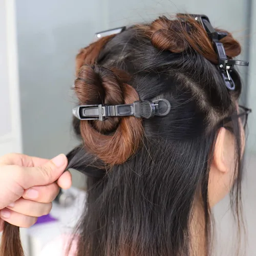 Miniatura 6 de GLAMFIELDS 12 pinzas para el pelo de cocodrilo negro para mujeres, peluquería de peluquería, clip profesional de agarre de plástico antideslizante