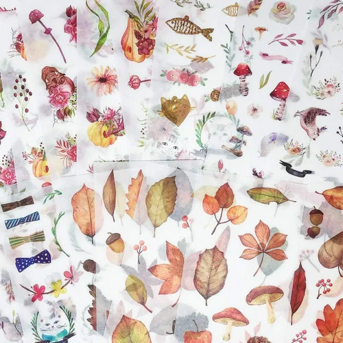 Miniatura 8 de allydrew Washi - Juego de calcomanías para álbumes de recortes, manualidades para papelería, diario, fabricación de tarjetas, (18 hojas), flores