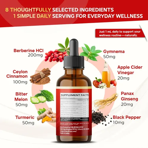 Miniatura 3 de Berberina orgánica, canela de Ceilán, melón amargo, cúrcuma, Gymnema gotas líquidas – 1500 mg por porción, ultra potente – 2 onzas líquidas