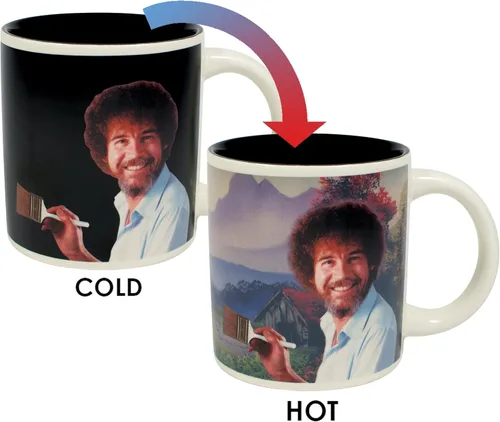 Miniatura 2 de Taza cambiante ante el calor, de Bob Ross - Agregue líquidos calientes y emerge una escena - viene en caja de regalo divertida
